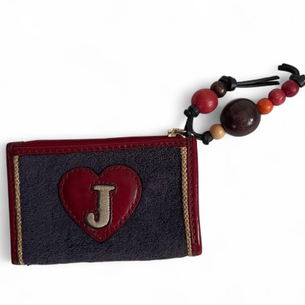 Sold✨vintage y2k Juicy Couture Genuine Leather Terry Cloth Boho Card Wallet ✨ - Picture 2 of 11